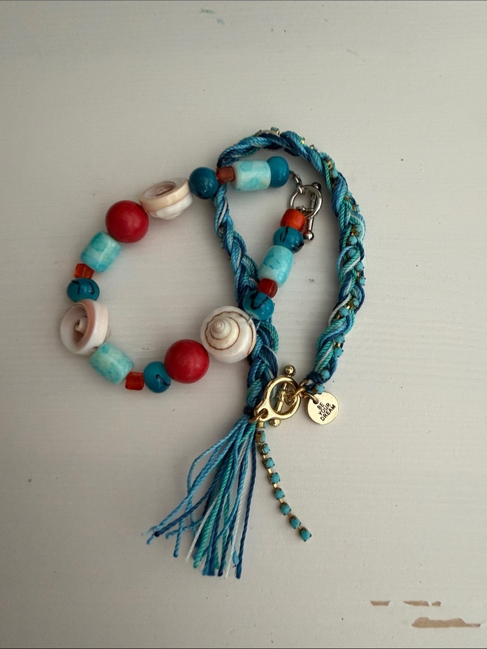 Turquoise and Red Bohemian Coastal Bracelets (2)